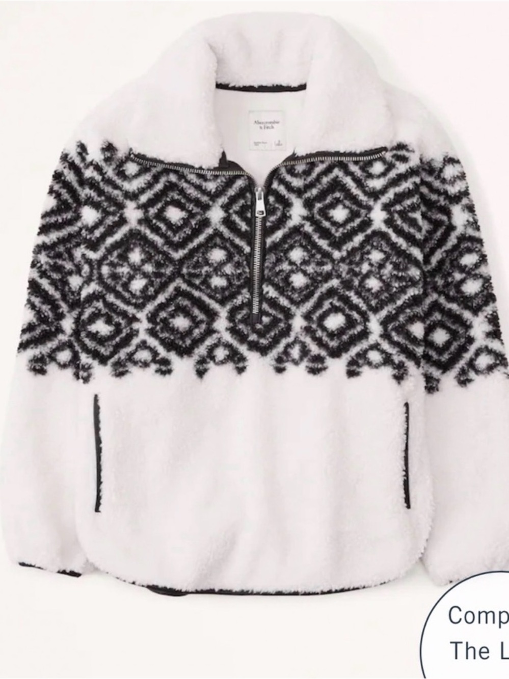 Abercrombie & Fitch Sherpa Pullover Sweatshirt Drama Collar Half-Zip new w/ tags